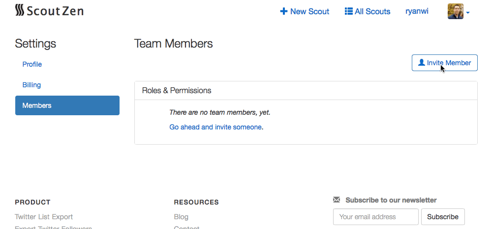 Invite Team Members To ScoutZen